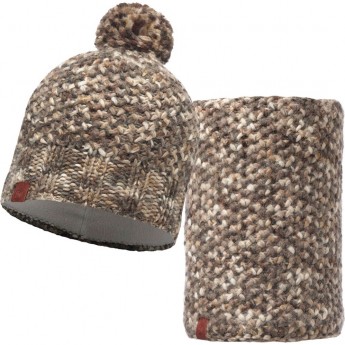Комплект шапка шарф вязаный с флисом BUFF MARGO BROWN TAUPE Комплект шапка шарф вязаный с флисом BUFF MARGO BROWN TAUPE